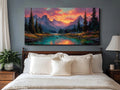 Original Sunset Mountain Oil Painting Textured Landscape Wall Art Large Nature Wall Art Hand Painted Canvas Living Room Bedroom Wall Decor