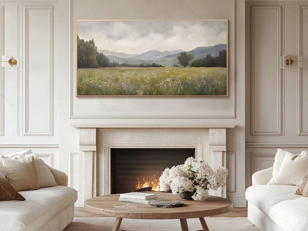Original Landscape Oil Painting Mountain Landscape Art Nature-inspired Wall Art Large Green Wall Decor Living Room Wall Art Rustic Wall Art