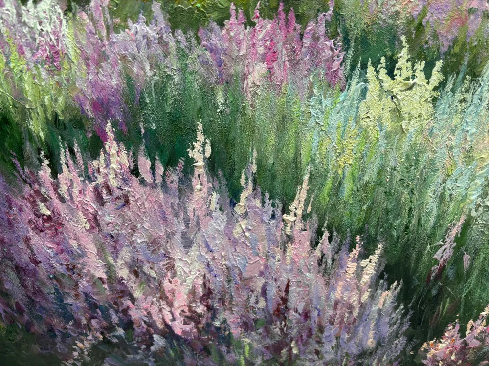 Original Mountain Meadow Oil Painting Large Textured Wall Art Landscape Oil Painting Cottage Wall Decor