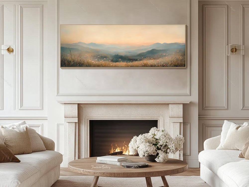 Extra Large Wall Art Original Oil Painting Abstract Mountain Wall Art Large Handmade Oil Painting Living Room Wall Art Wildflower Painting